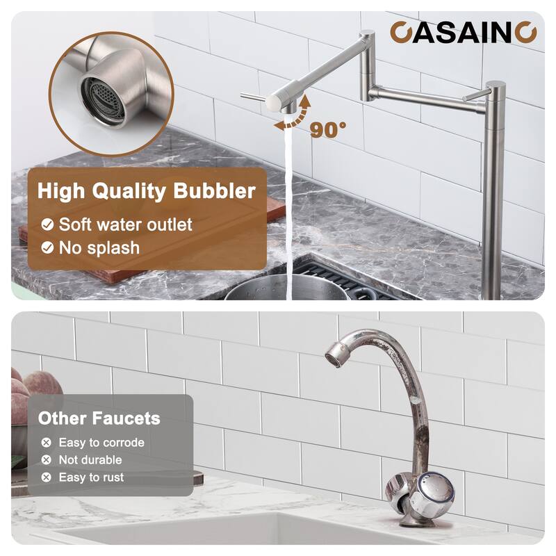 Pot Filler Kitchen Faucet with Double Joint Swing Arms