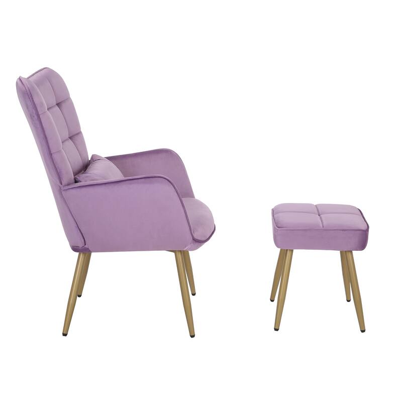 Maypex Upholstered Wing back Chair with Ottoman and Toss Pillow
