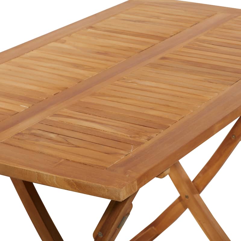 Brown Teak Wood Traditional Indoor/Outdoor Picnic Dining Table Set (Set of 5 Pieces) - S/5 47"W, 31"H (A+B)