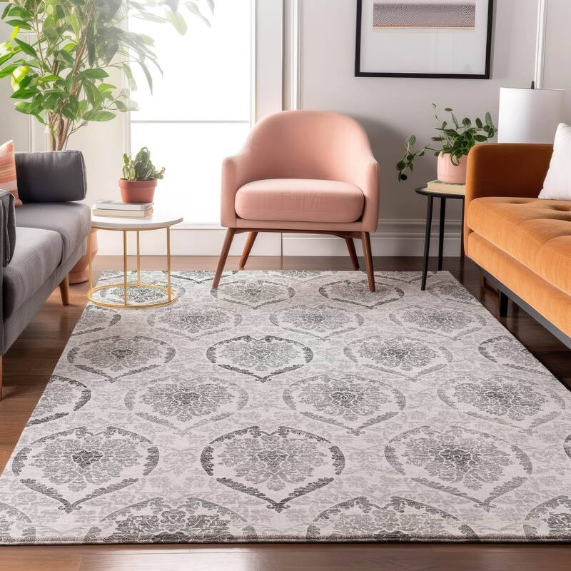 Premium Washable Super Soft Chic Medallions Mayfield Rug - Silver - 2' 6" x 3' 10" - Rectangle