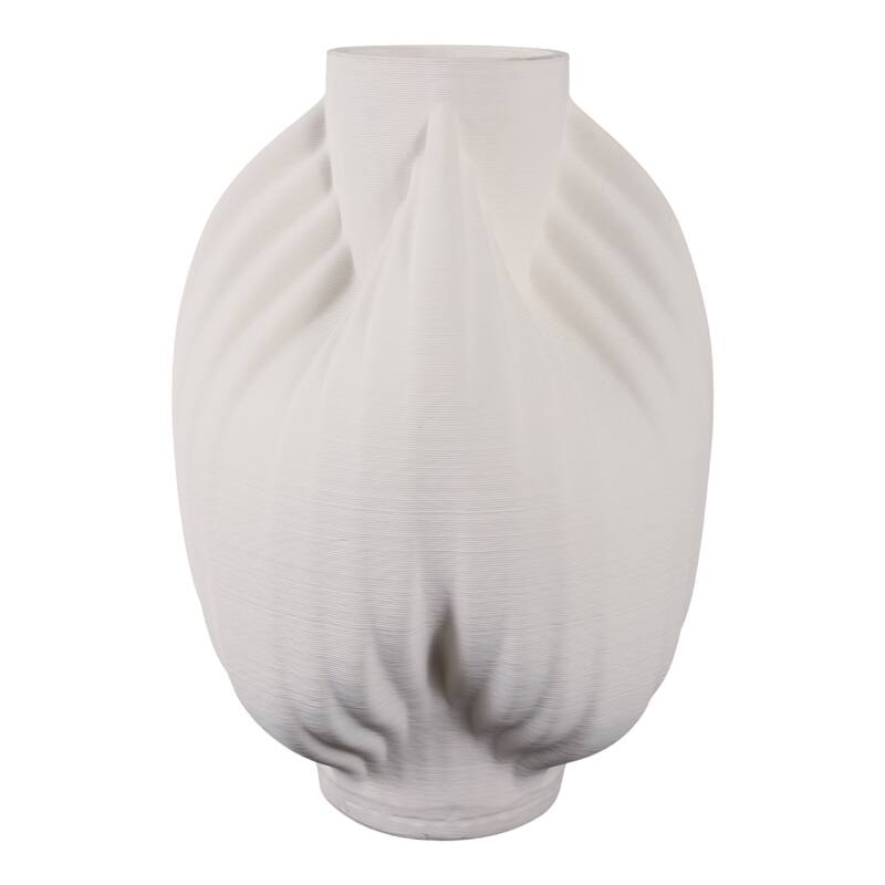 Porcelain Vase Textured Decorative Vessel with Ribbed Carved Form