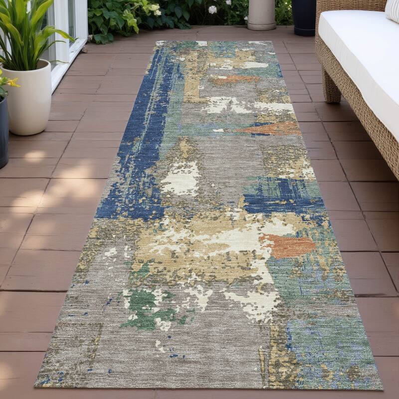 Machine Washable Indoor/Outdoor Casual Contemporary Chantille Rug - Taupe - 2'3" x 7'6"