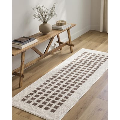 Livabliss Scandinavian Fossay Shag Checkered Washable Area Rug