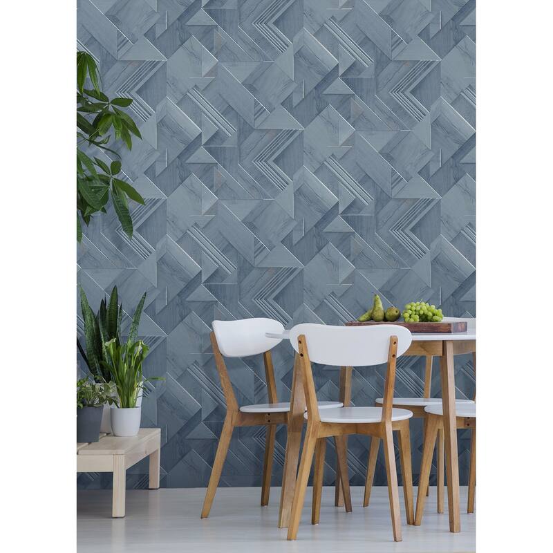 Advantage Cassian Denim Wood Geometric Wallpaper