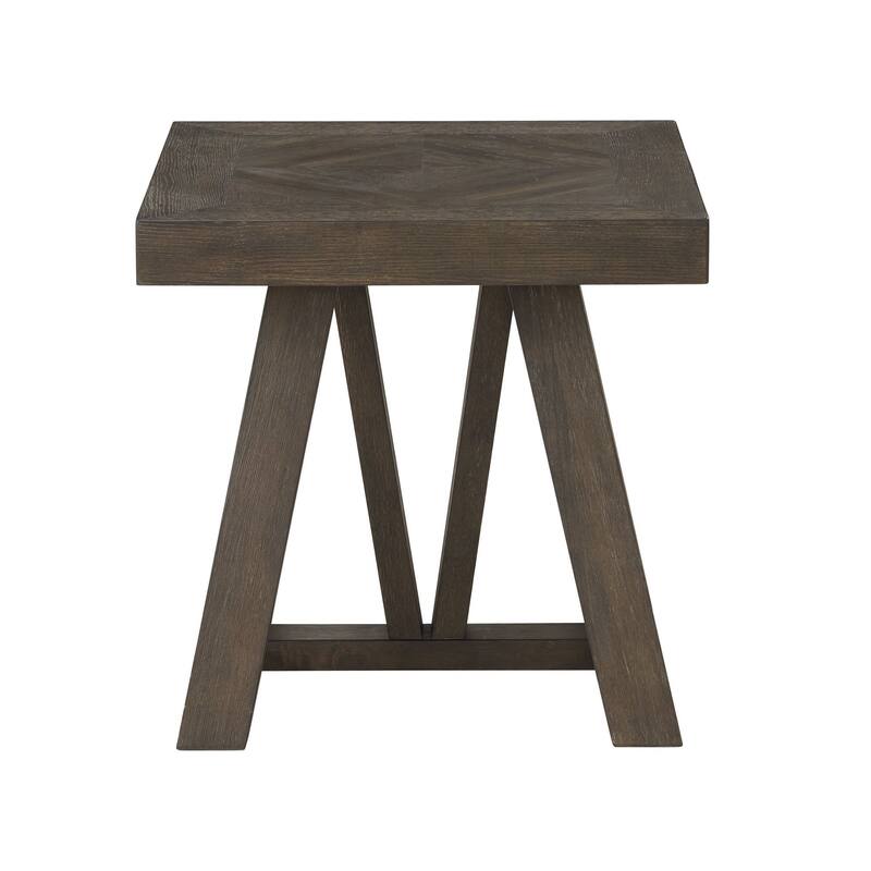 Hearst 24" Wide End Table with Trestle-styled Base, Reclaimed Chevron