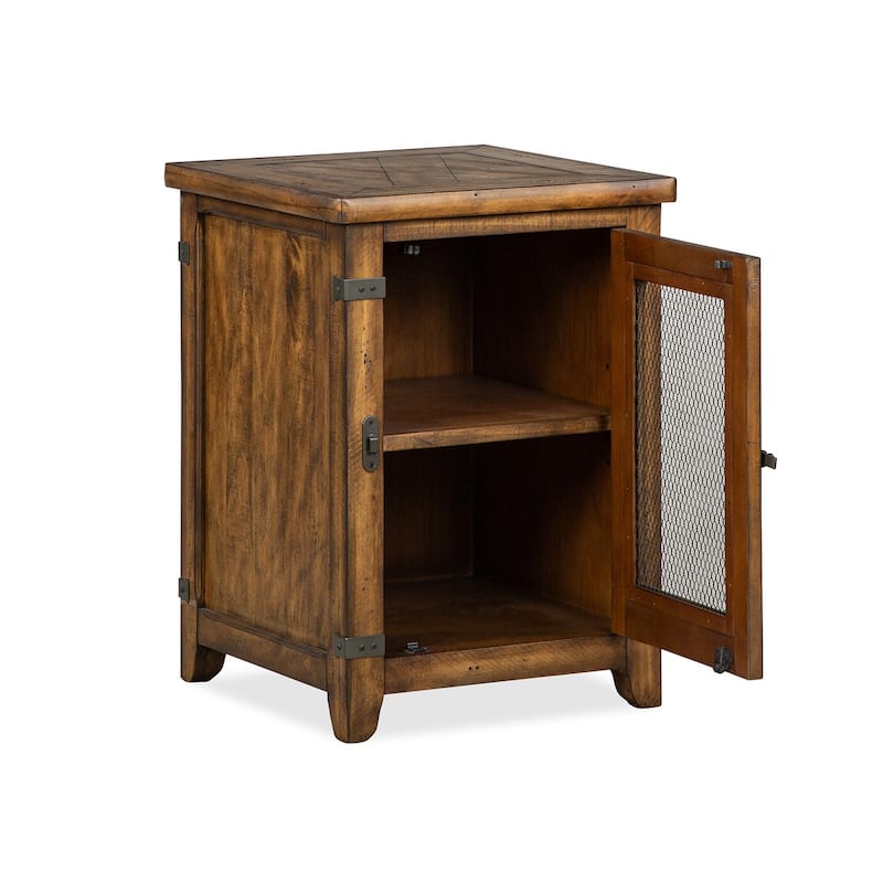 Magnussen Home Chesterfield Farmhouse Timber Chairside End Table - 19''W x 19''D x 26''H