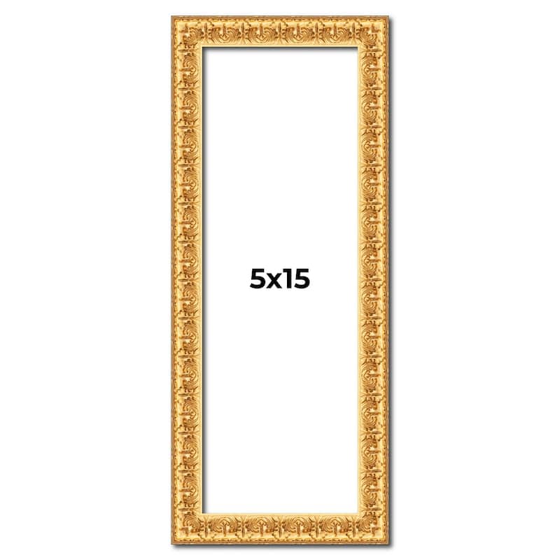 5x15 In Frame Gold Real Wood Picture Frame Width 1 inches | Interior