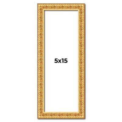 5x15 In Frame Gold Real Wood Picture Frame Width 1 inches | Interior
