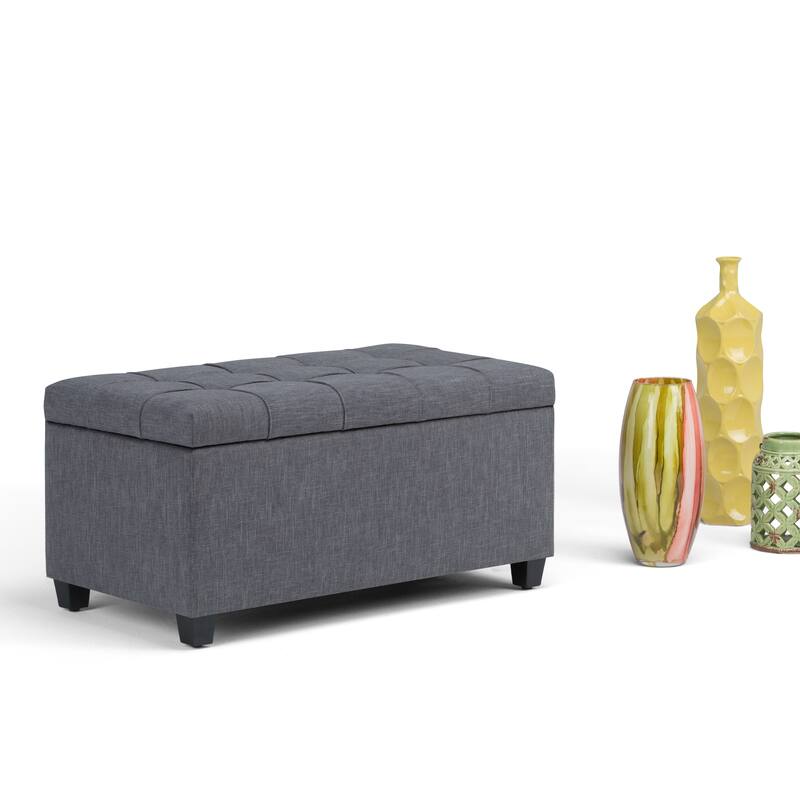 WYNDENHALL Marlowe 34 inch Wide Transitional Rectangle Storage Ottoman - Slate Grey