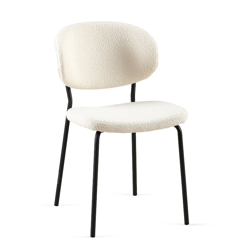 Boucle Fabric Dining Chairs Set of 2,Dining Chairs with Metal Legs for Dining Room, Kitchen, Living Room