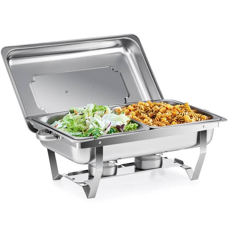 8QT 2-Pan Stainless Steel Rectangle Chafing Dish - 6 Piece