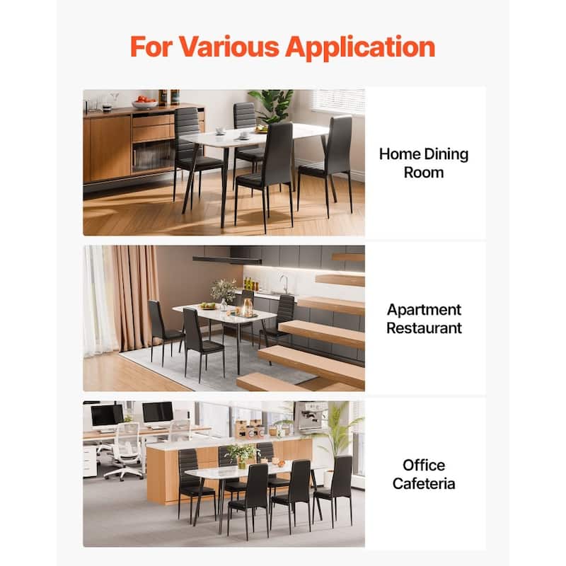 Metal PVC Leather Dining Chair Set Ergonomic Modern Seat