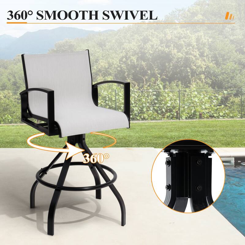 Outdoor Swivel Bar Stools Sunbrella Textilene Aluminum Patio Bar Chairs