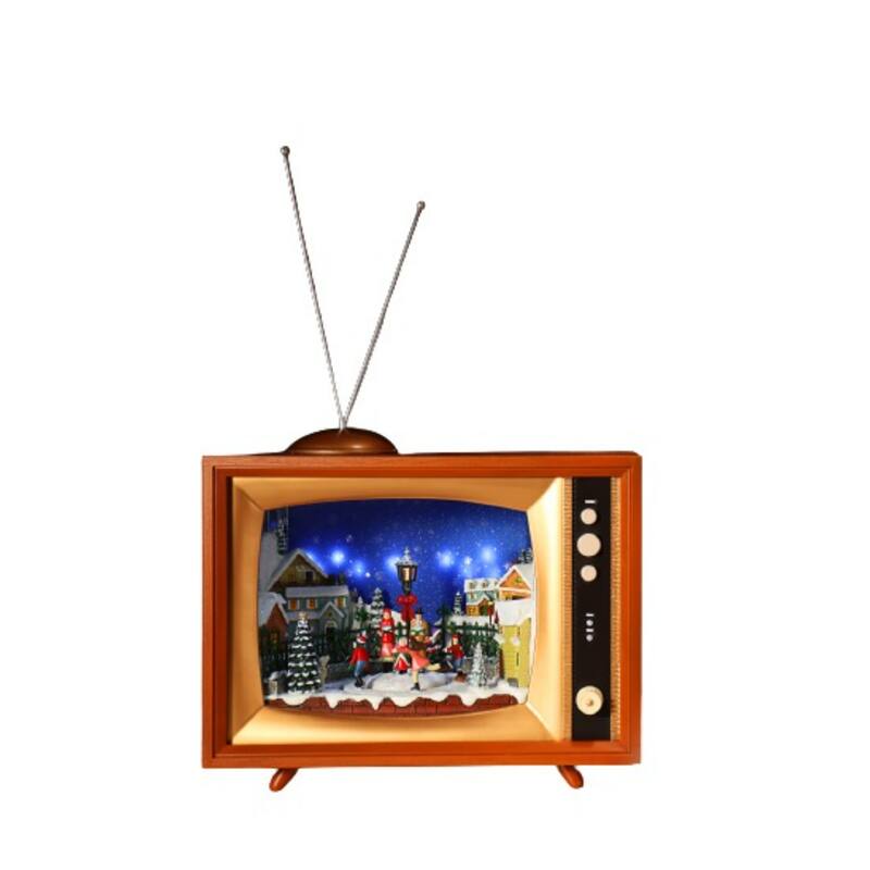 LED Lighted Christmas Village TV Decoration - 15.5" - Set of 2