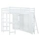 preview thumbnail 6 of 11, Multifunctional Design Loft Bed with Ladder, Guardrails, Wardrobe, Desk and Shelves, Full Size, White