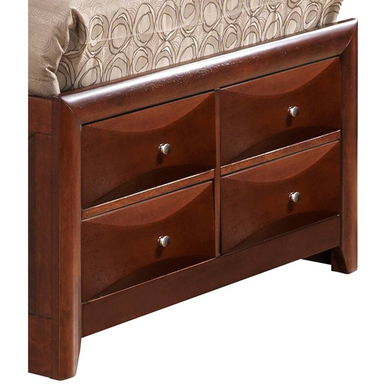 Wooden Panel Twin Bed with Drawers - 87" - Cherry Brown