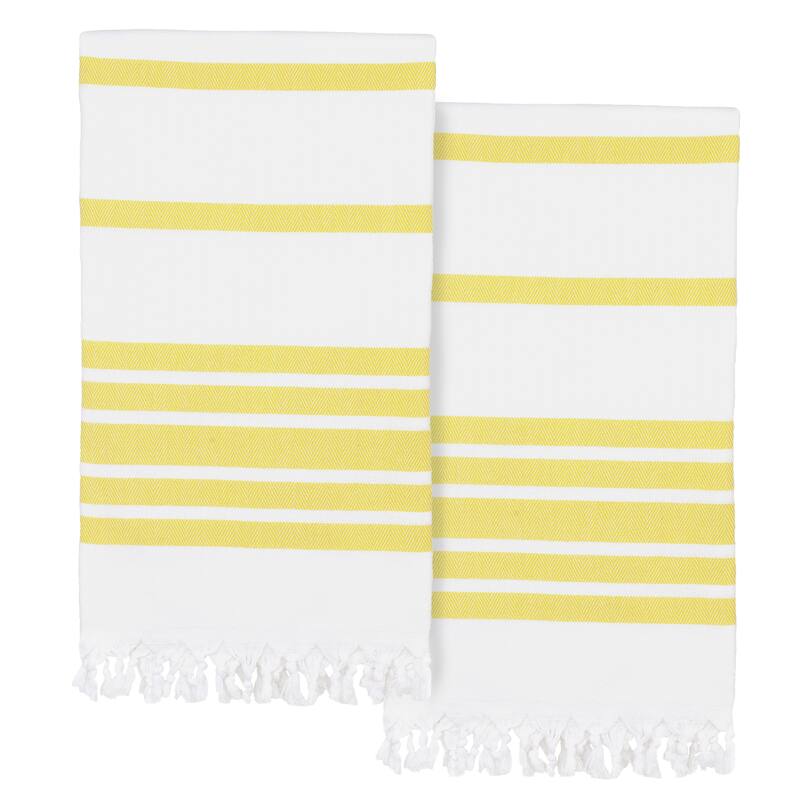 Authentic Hotel and Spa Turkish Cotton Herringbone Pestemal Beach Towel (Set of 2)