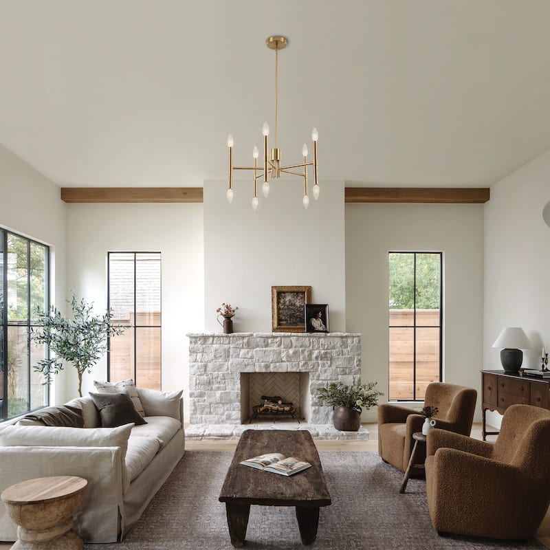 10 - Light Modern candle Chandelier with Adjustable Height, Sleek Linear Design for Dining Room, Living Room