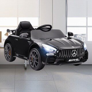 Licensed Mercedes-Benz AMG GTR 12V Kids Ride-On Car with Remote Control, Music, Lights, and 3 Speeds for Ages 3-6 - Black