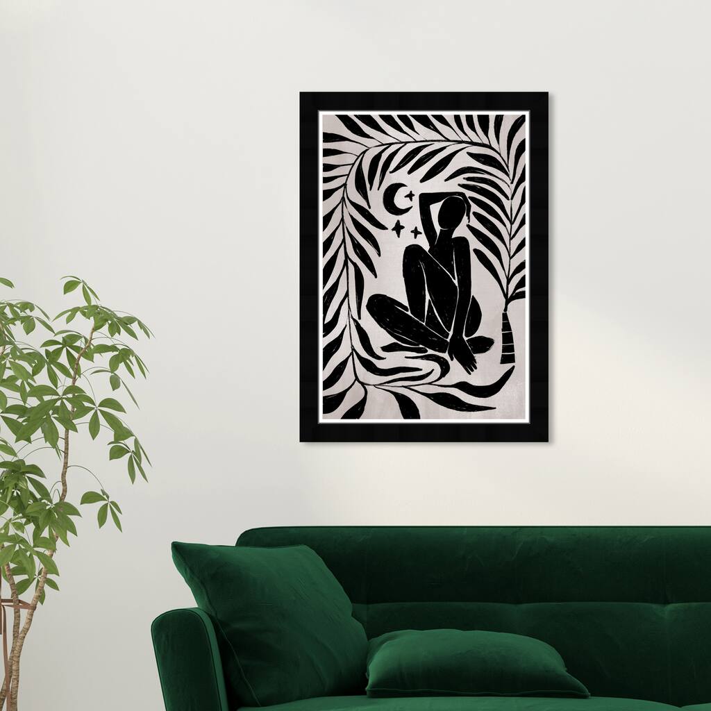 Wynwood Studio Prints Astronomy and Space Under The Moonlight Black and Light Gray Bohemian & Eclectic Wall Art Canvas Print