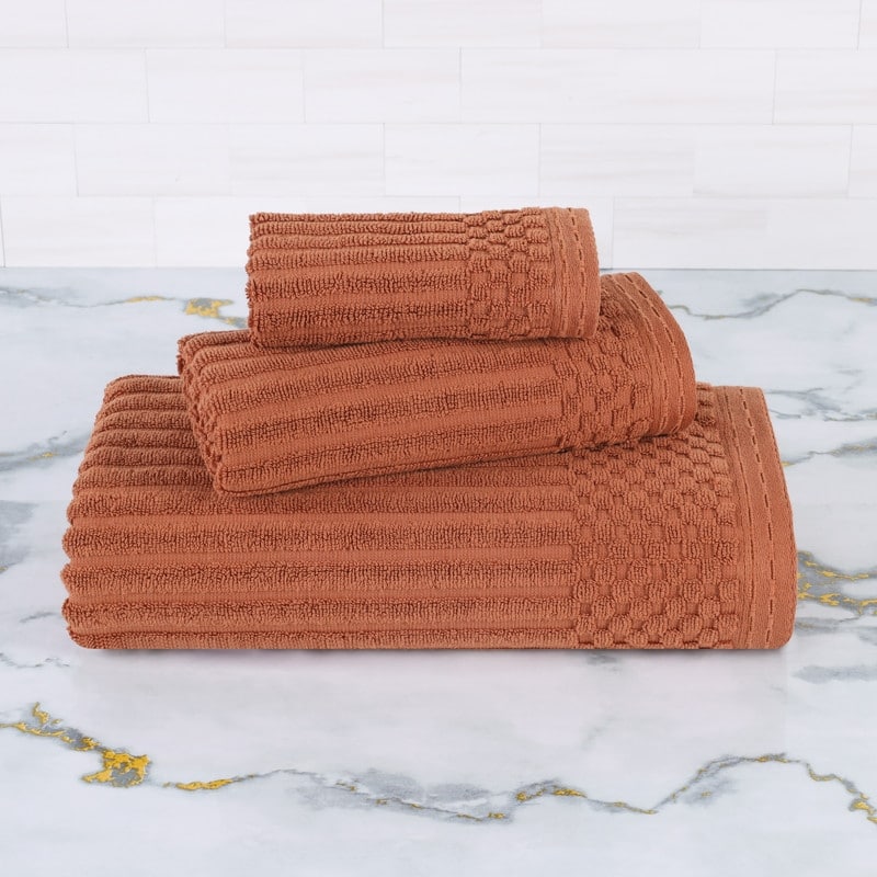 Superior Soho Ribbed Cotton 3-Piece Assorted Towel Set