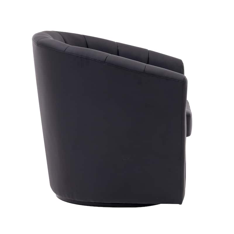Porthos Home Manon Swivel Faux Leather Barrel Accent Chair with Removable Seat Cushion