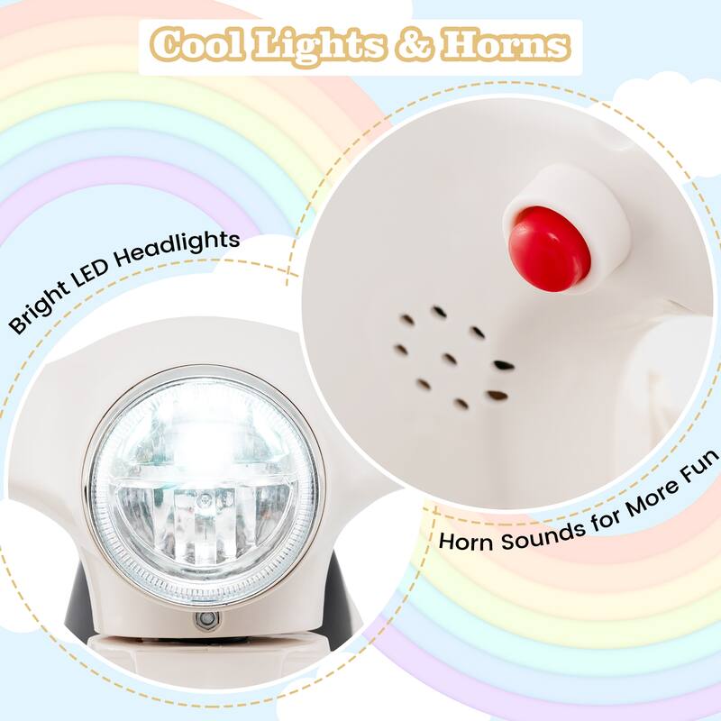 Gymax Kids Ride on Motorcycle w/ Training Wheels Headlight Horn 6V - See Details