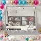 preview thumbnail 16 of 39, Modern Twin Size House Bed Kids Bed with Trundle and Shelf,Solid Construction Grey