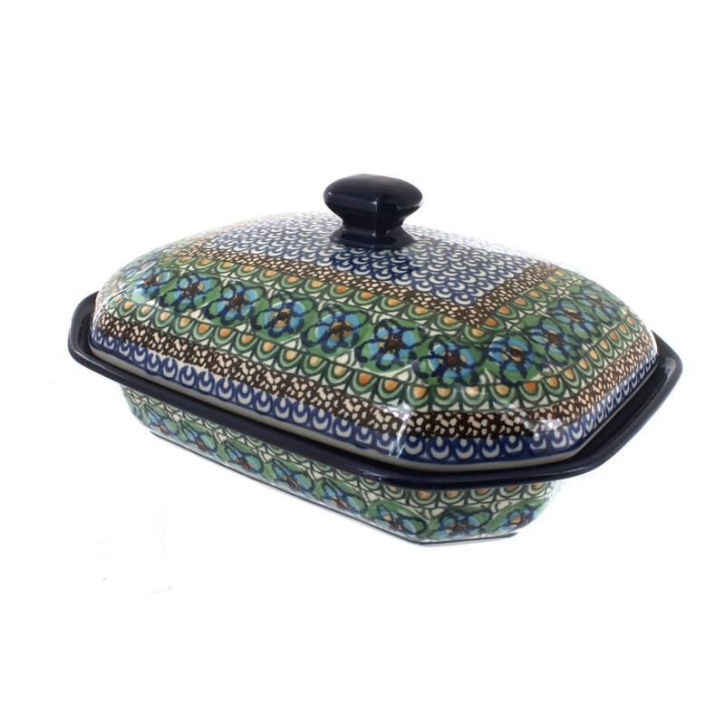 Blue Rose Polish Pottery 662 Ceramika Artystyczna Medium Covered Baker - Mardi Gras