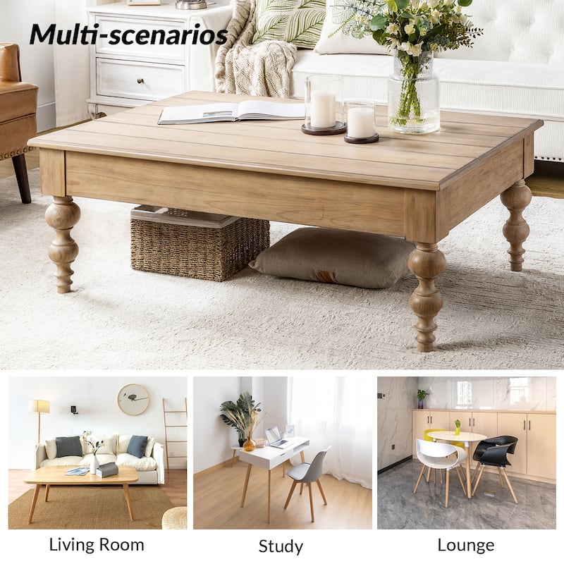 Gaston Traditional Rectangular Coffee Table with Storage Shelf by HULALA HOME
