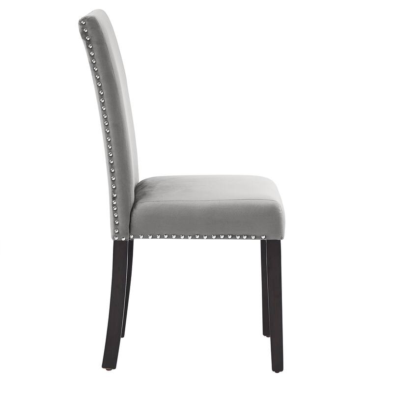 Balmforth Nailhead Velvet Upholstered Dining Chairs (Set of 2) by iNSPIRE Q Classic