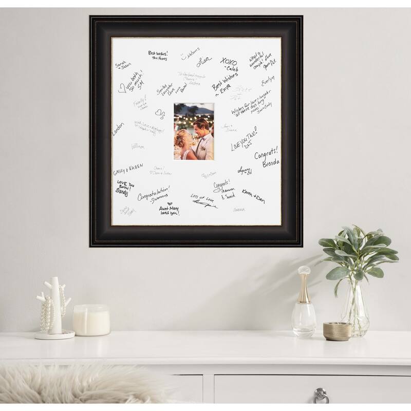 Trio Signature Mat Picture Frame - Autograph Photo Frame Guest Book Alternative for Weddings, Graduations, or Retirement