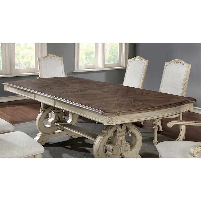 The Gray Barn Caelum Farmhouse White 96-inch Expandable Dining Table