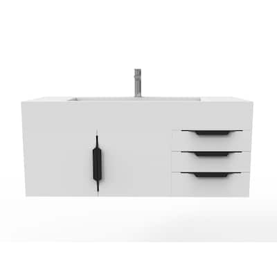Nile 48" Wall Mounted Bathroom Vanity Set w/ White Top