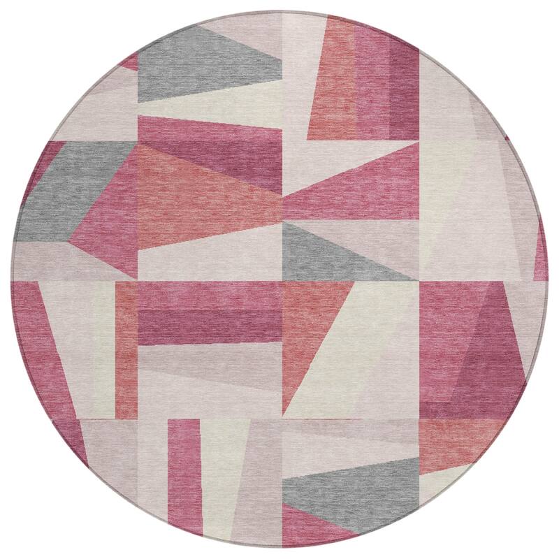 Machine Washable Indoor/ Outdoor Contemporry Mosaic Chantille Rug