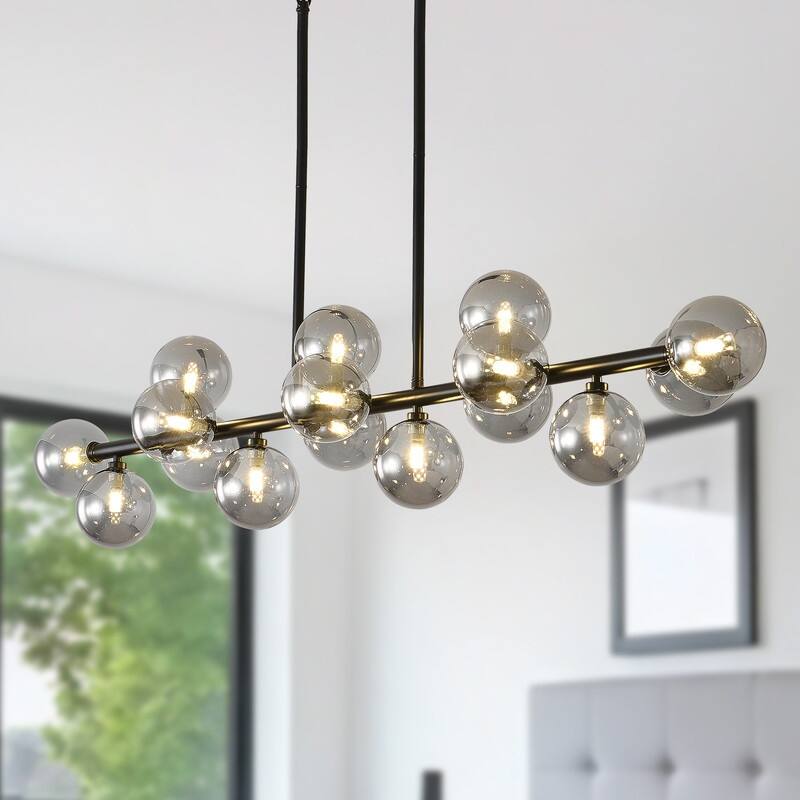 Mid Century Modern Chandelier Sputnik Liner Pendant Light Fixture - Grey-55in - Grey/Black