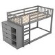 preview thumbnail 7 of 7, Pine Wood and MDF Twin-over-Twin Bunk Bed with Attached Cabinet and Shelves Storage - Space Saving and Modern Style
