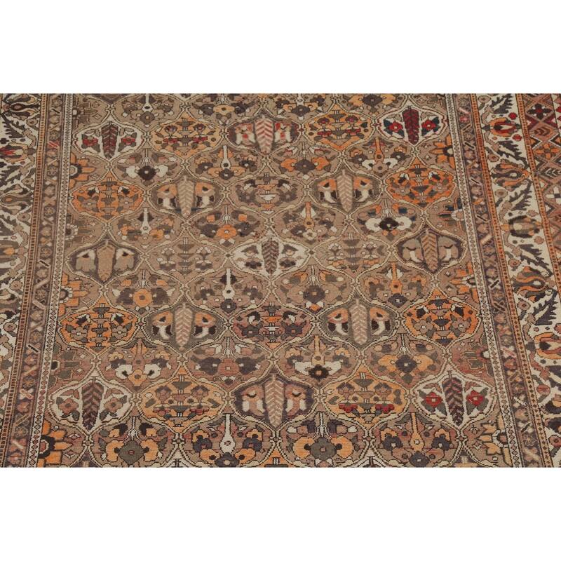 Garden Design Bakhtiari Persian Vintage Rug Hand-Knotted Wool Carpet - 6'10"x 10'8"
