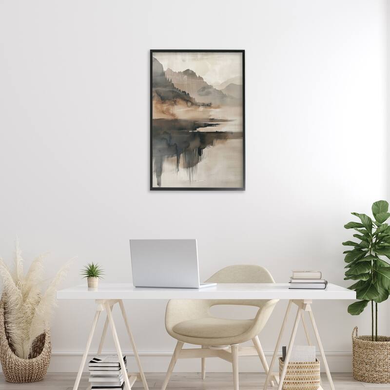 Stupell Layered Opaque Mountain Reflection Framed Giclee Art Design By LSR Creative Studio
