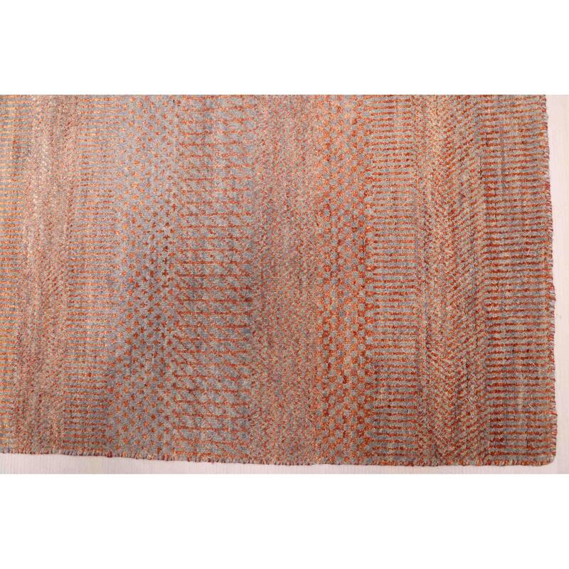 ECARPETGALLERY Hand-knotted Finest Silk Shadow Rust Silk, Wool Rug - 2'7 x 14'3