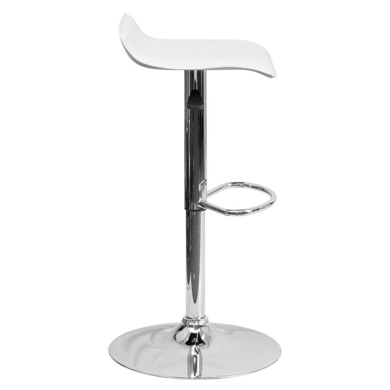 2 Pack Contemporary Vinyl Adjustable Height Barstool with Solid Wave Seat - 15"W x 15"D x 25.5" - 34"H