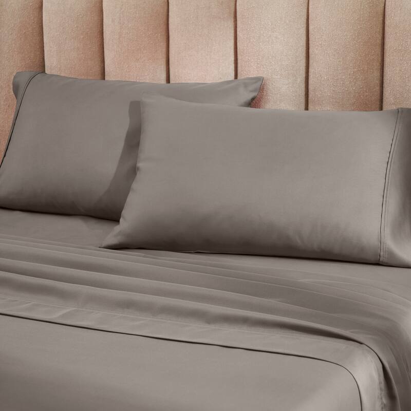 Superior Cotton Blend 1200 Thread Count Solid Deep Pocket Bed Sheet Set - Full - Grey