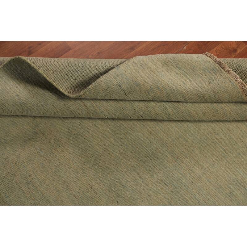 Gabbeh Oriental Rug Handmade Tribal Green Wool Carpet - 5'0" x 6'8"