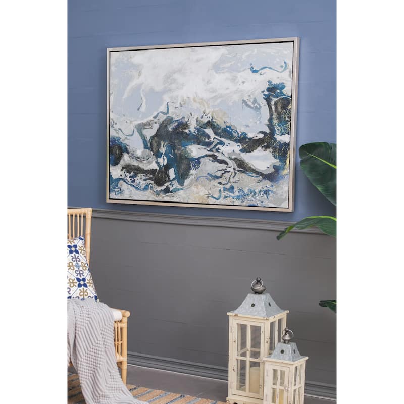 47.2x35.4" Cerulean Seas Framed Hand-painted Wall Art, Wall Décor for Living Room Dining Room Bedroom Office Entryway
