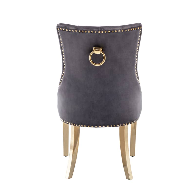 Porthos Home Drew Tufted Velvet Dining Chairs with Gold Chrome Legs, Set of 2