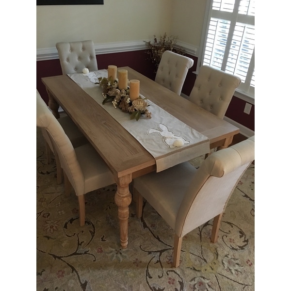 Habitanian Solid Wood Dining Table With 6 On Tufted Chairs Habitanian Solid Wood Dining Table With 6 On Tufted Chairs Free Shipping Today 14602680