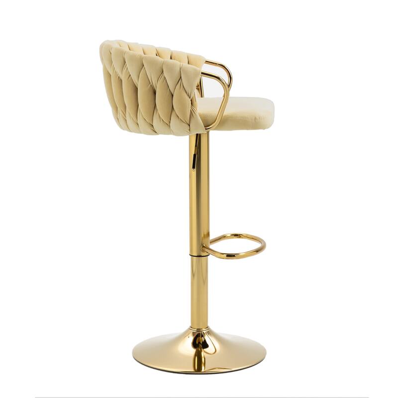 2 Set Counter Height Adjustable Velvet Bar Stools
