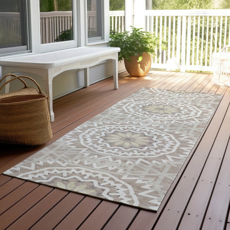 Machine Washable Indoor/ Outdoor Chantille Boho Global Rug