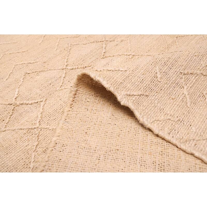 ECARPETGALLERY Flat-Weave Palas Denizli Cream Jute Kilim - 5'1 x 7'11