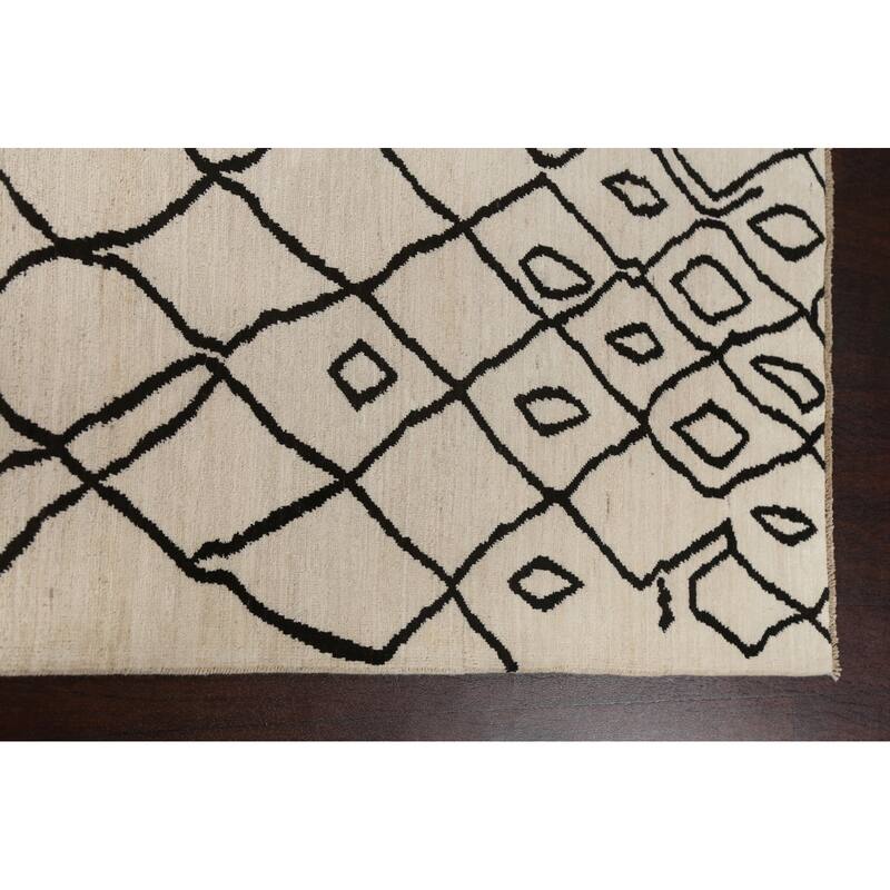 Vegetable Dye Trellis Moroccan Oriental Wool Area Rug Handmade Carpet - 5'8" x 7'9"